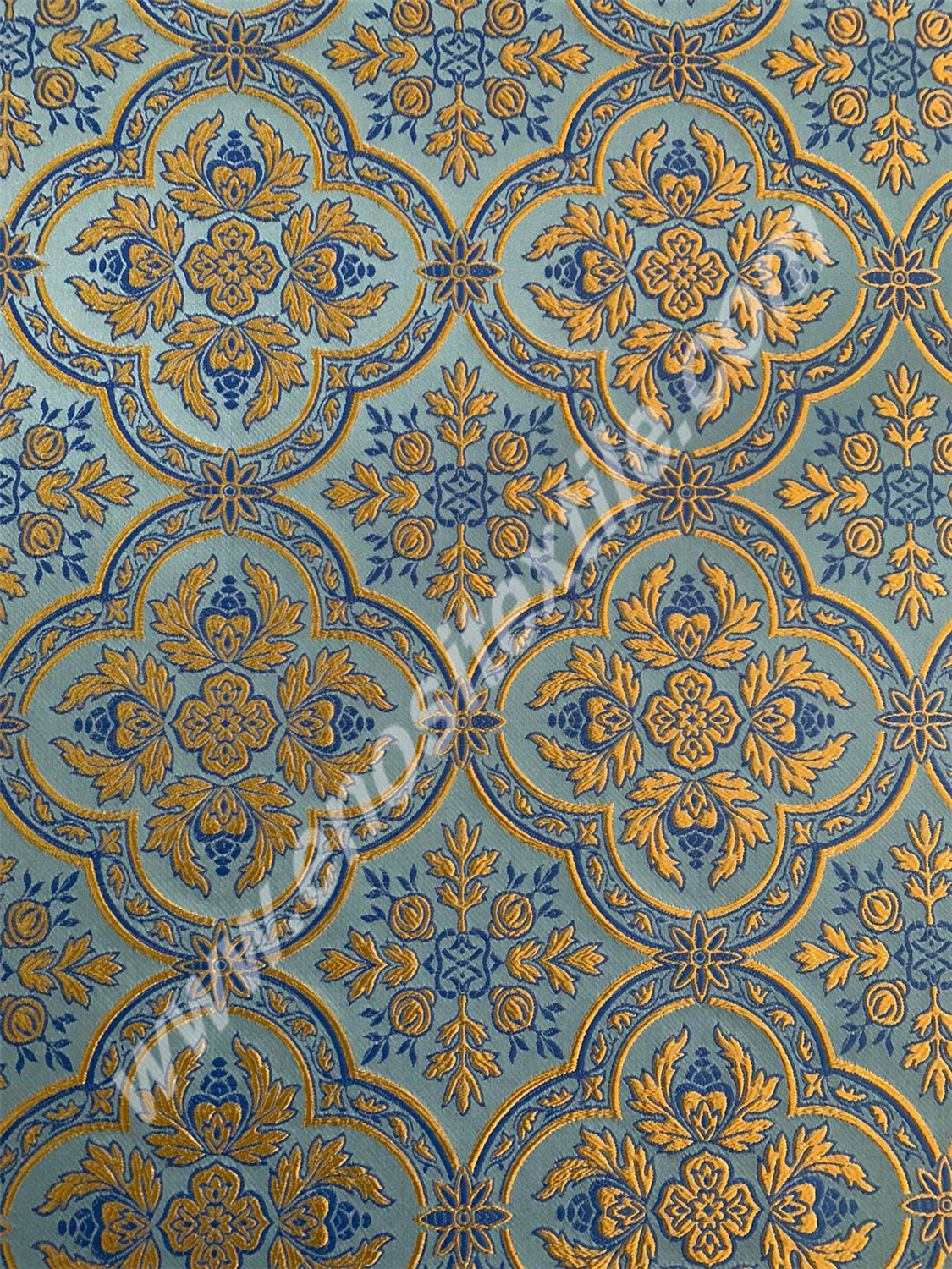 KL-058 LIGHT BLUE/GOLD Brocade Fabrics